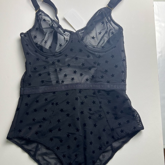 NWT Stella McCartney's BETTY TWINKLING FLOCKED-STAR UNDERWIRED BODYSUIT  SZ-M - Picture 9 of 15
